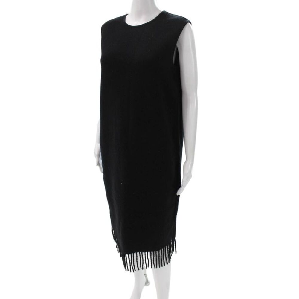 Salvatore Ferragamo Women Black Wool Shift Dress Sleeveless Crewneck Midi Size M - Picture 2 of 6